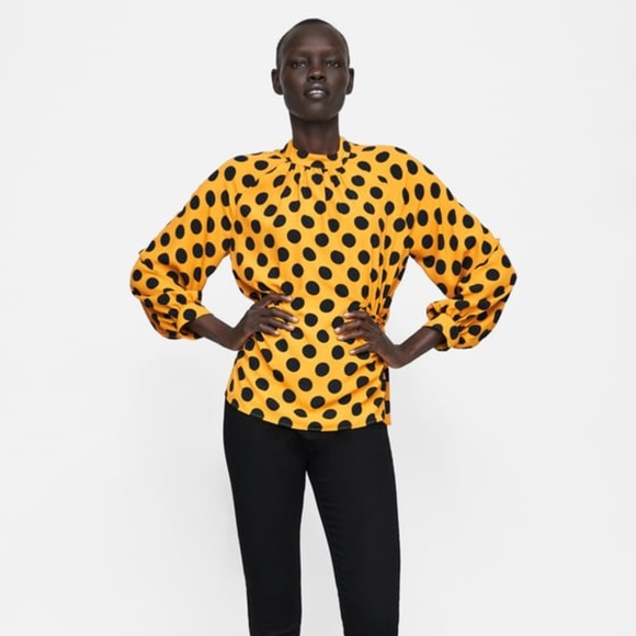 Yellow polka dot top zara Clearance